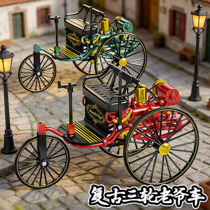 Alloy Retro Tricycle Toy Ornament DIY Assembly Simulation Model Classic Simulation Car Cross-Border Wholesale - image 2
