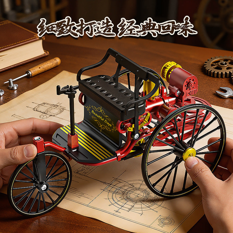 Alloy Retro Tricycle Toy Ornament DIY Assembly Simulation Model Classic Simulation Car Cross-Border Wholesale - image 4