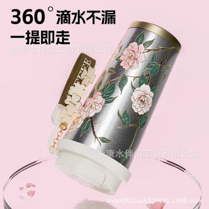 New Model Pure Titanium Insulated Straw Cup for Women, Light Luxury High-End Feel, Portable Cold-Keeping Cup, High Aesthetic Value, Car-Mounted Custom Coffee Cup - image 3