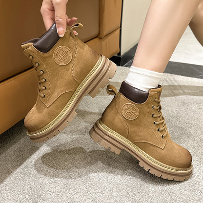 3008-3 Women's Height-Increasing Martin Boots for Travel and Hiking, Couple's Style, Yellow Thick-Soled Motorcycle Outdoor Work Short Boots - image 4