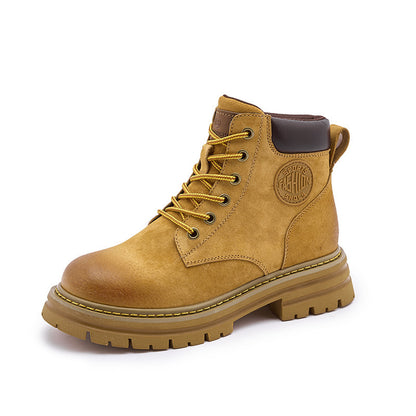 3008-3 Women's Height-Increasing Martin Boots for Travel and Hiking, Couple's Style, Yellow Thick-Soled Motorcycle Outdoor Work Short Boots - image 5