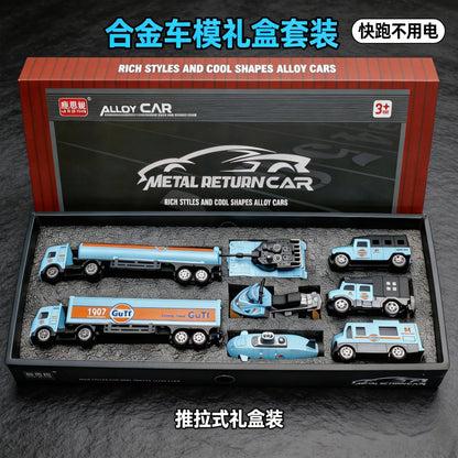 Bay Interconnected Car Team Metal Pull-Back Car Toy Set for Children, Alloy Car Model Set for Boys Aged 3-8, Gift Box - image 1