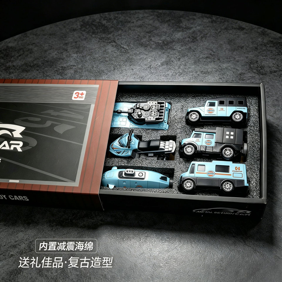 Bay Interconnected Car Team Metal Pull-Back Car Toy Set for Children, Alloy Car Model Set for Boys Aged 3-8, Gift Box - image 2