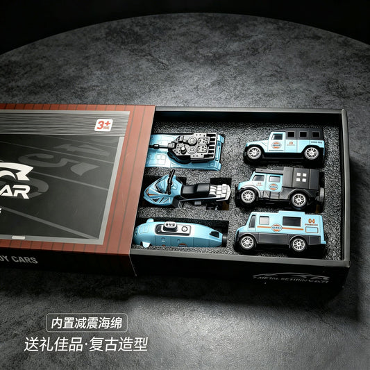 Bay Interconnected Car Team Metal Pull-Back Car Toy Set for Children, Alloy Car Model Set for Boys Aged 3-8, Gift Box - image 2