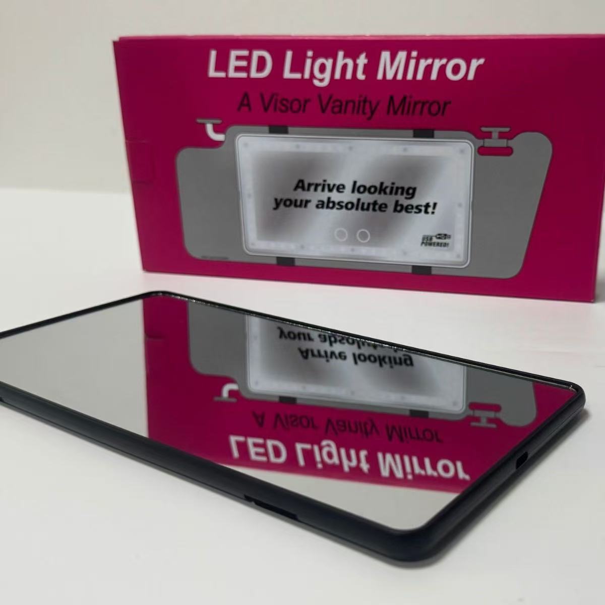 High-definition car-mounted LED makeup mirror, sun visor touch-up mirror, portable folding mirror with three-color lighting - image 1
