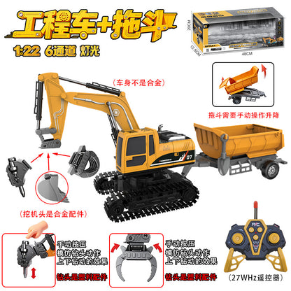 Cross-Border Alloy Digging Head Electric Spray Remote Control Engineering Vehicle Children's Simulation Engineering Vehicle Tow Truck Model Toy Car - image 1