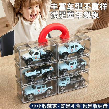 Alloy Car Model Children's Toy Car Sliding Off-Road Vehicle Retro Car Acrylic Portable Gift Box Set - image 2