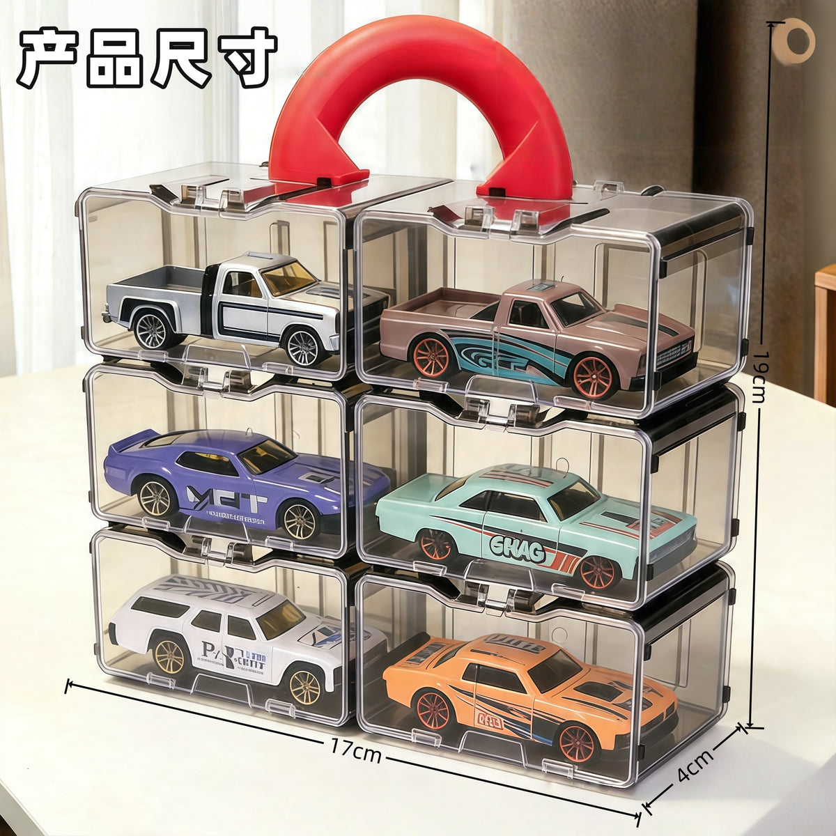 Alloy Car Model Children's Toy Car Sliding Off-Road Vehicle Retro Car Acrylic Portable Gift Box Set - image 4