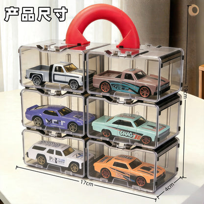 Alloy Car Model Children's Toy Car Sliding Off-Road Vehicle Retro Car Acrylic Portable Gift Box Set - image 4