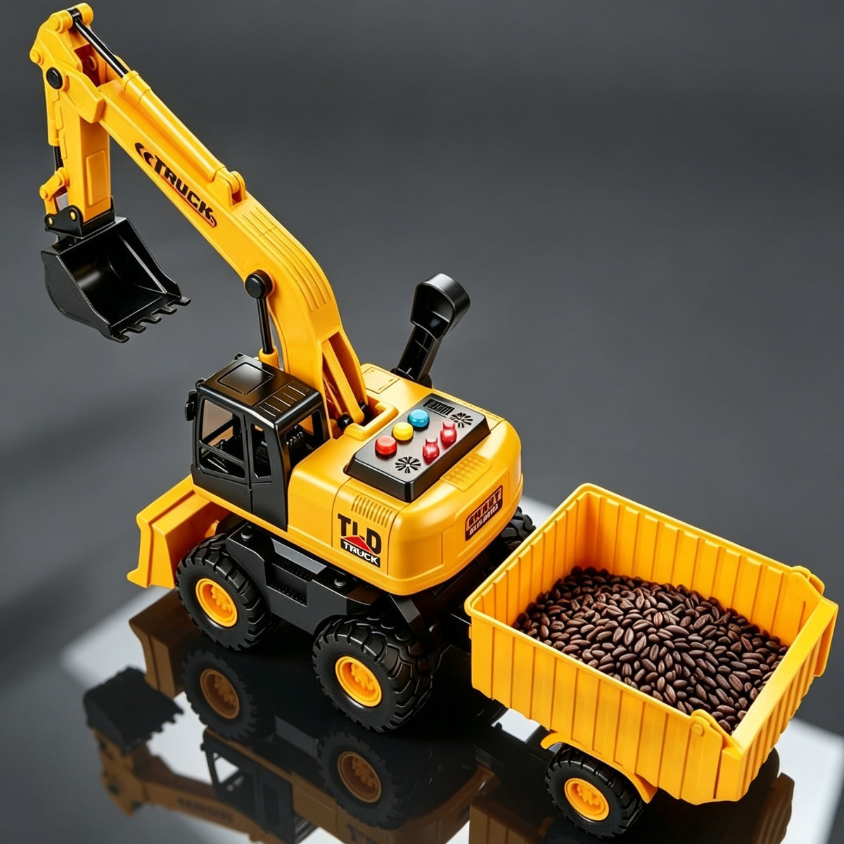 3-in-1 Engineering Vehicle Toy for Children, Multifunctional Inertial Transport Trailer, Dump Truck, Early Education Excavator for Boys - image 1