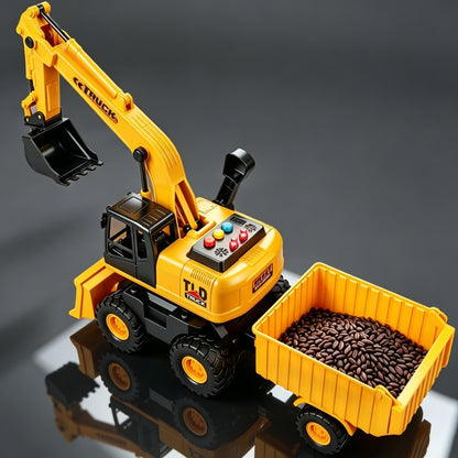 3-in-1 Engineering Vehicle Toy for Children, Multifunctional Inertial Transport Trailer, Dump Truck, Early Education Excavator for Boys - image 1