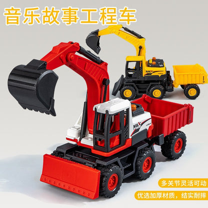 3-in-1 Engineering Vehicle Toy for Children, Multifunctional Inertial Transport Trailer, Dump Truck, Early Education Excavator for Boys - image 4
