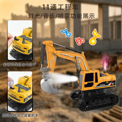 Boys' Alloy Excavator Electric Spray Remote Control Engineering Vehicle Children's Simulation Excavator Model Car Toy - image 3