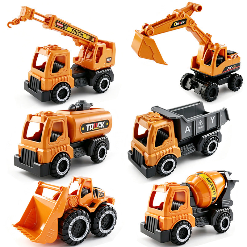 Children's Large-Scale Realistic Construction Vehicle Inertia Mixer Truck Excavator Pull-Back Dump Truck Boys' Sliding Toy Car - image 1