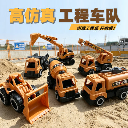 Children's Large-Scale Realistic Construction Vehicle Inertia Mixer Truck Excavator Pull-Back Dump Truck Boys' Sliding Toy Car - image 2