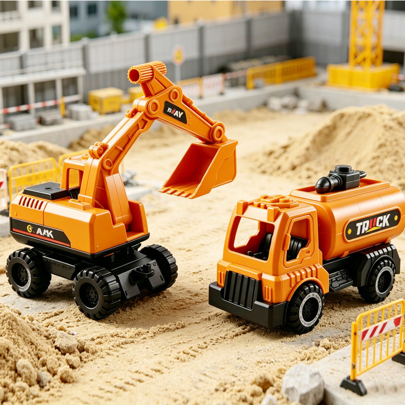 Children's Large-Scale Realistic Construction Vehicle Inertia Mixer Truck Excavator Pull-Back Dump Truck Boys' Sliding Toy Car - image 4