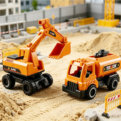 Children's Large-Scale Realistic Construction Vehicle Inertia Mixer Truck Excavator Pull-Back Dump Truck Boys' Sliding Toy Car - image 4