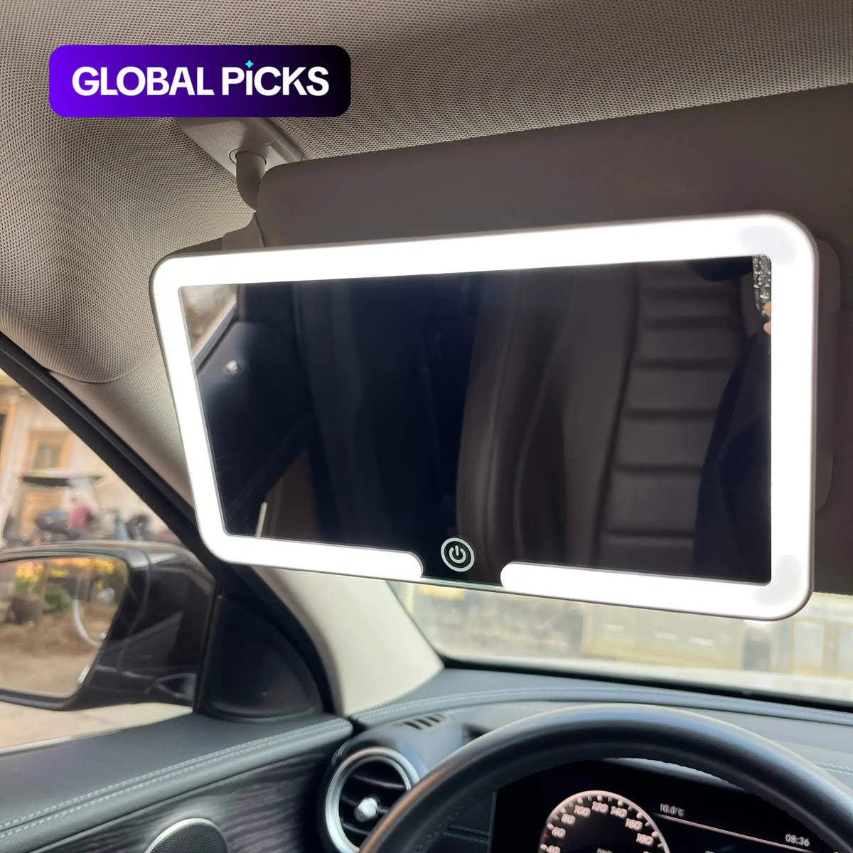 Cross-Border Car Sun Visor Makeup Mirror with Led Lights, Car-Mounted Mirror, Beauty Makeup Mirror, Interior Accessories, High-Definition - image 1