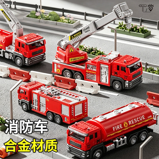 Cross-Border Children's Large Ladder Water Tanker Alloy Fire Truck Toy Sprinkler Firefighter Model Engineering Vehicle for Boys - image 2
