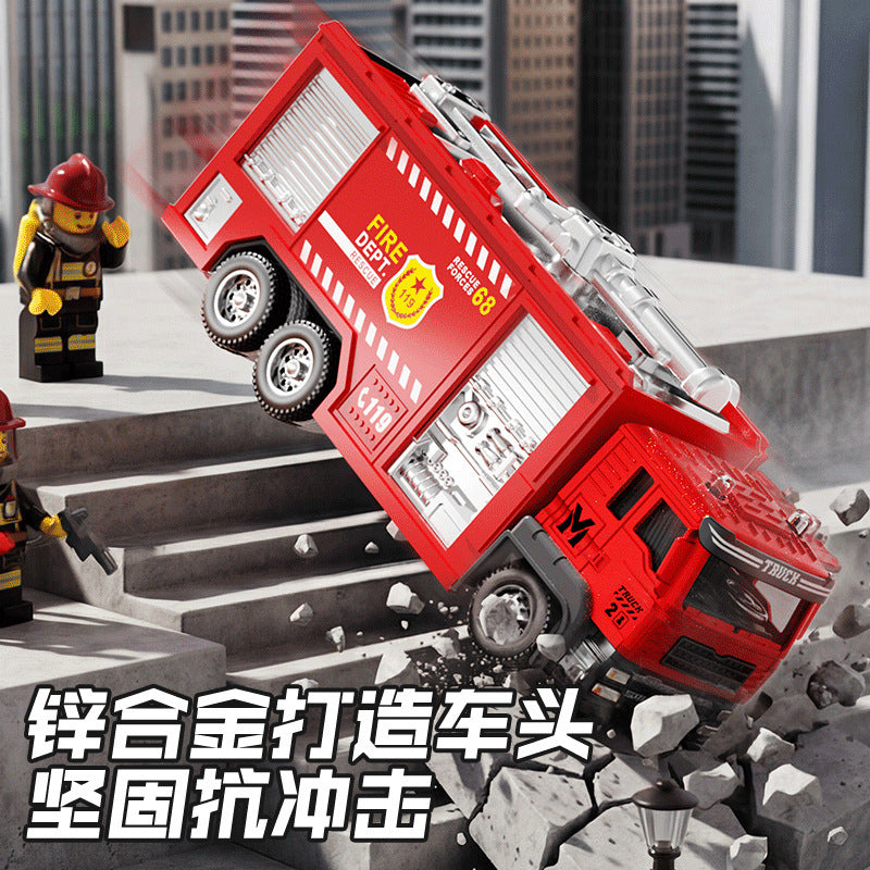 Cross-Border Children's Large Ladder Water Tanker Alloy Fire Truck Toy Sprinkler Firefighter Model Engineering Vehicle for Boys - image 4
