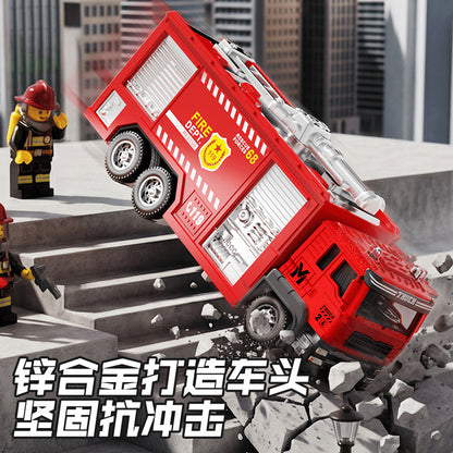 Cross-Border Children's Large Ladder Water Tanker Alloy Fire Truck Toy Sprinkler Firefighter Model Engineering Vehicle for Boys - image 4