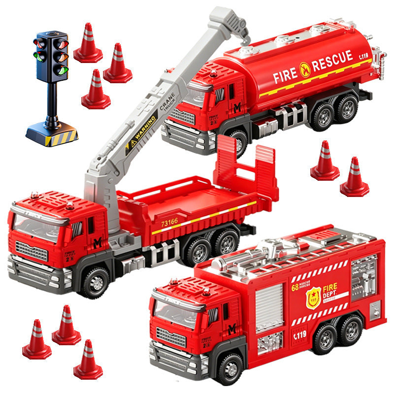 Cross-Border Children's Large Ladder Water Tanker Alloy Fire Truck Toy Sprinkler Firefighter Model Engineering Vehicle for Boys - image 5