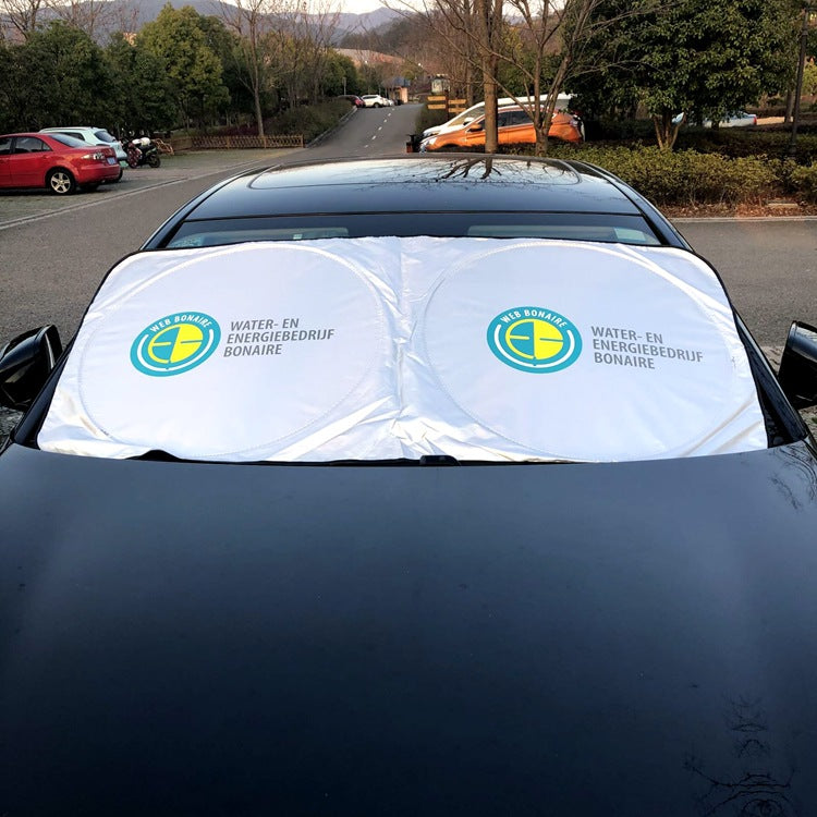 Car Sunshade and Heat Insulation with Built-In Double-Circle Sunshade, Front Windshield Sunshade, Light-Blocking Sunshade, Sunshade Cloth, Silver-Coated Sunshad - image 3
