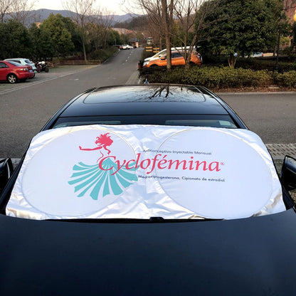 Car Sunshade and Heat Insulation with Built-In Double-Circle Sunshade, Front Windshield Sunshade, Light-Blocking Sunshade, Sunshade Cloth, Silver-Coated Sunshad - image 4