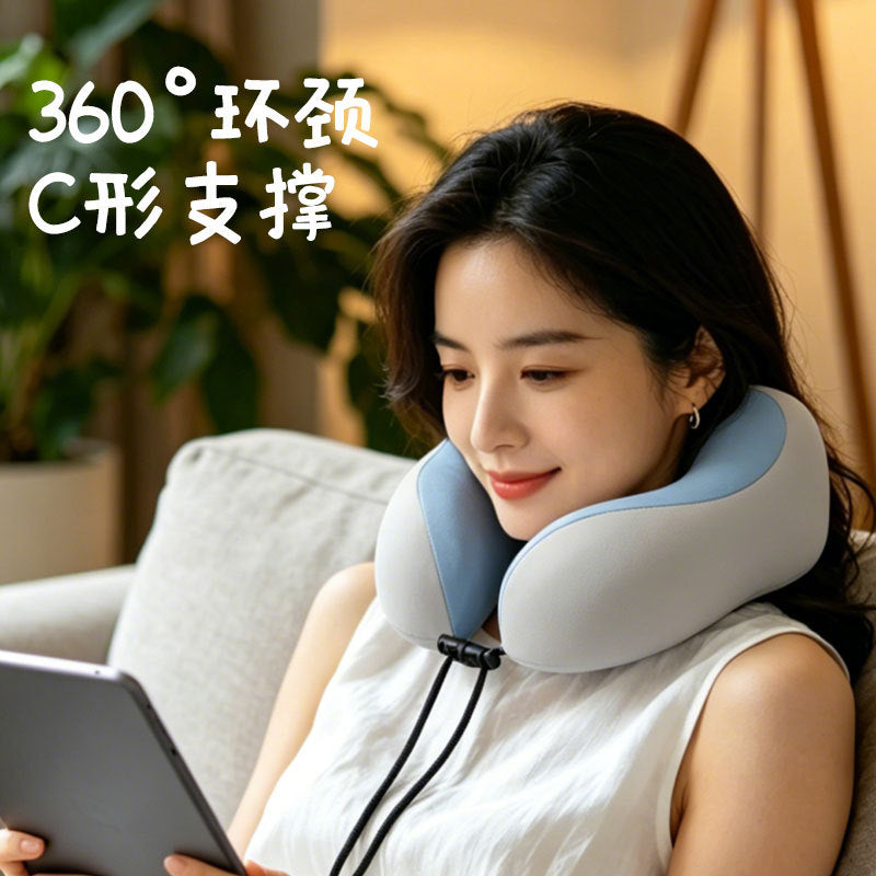 U-Shaped Pillow for Airplane Neck Support, Travel Portable Neck Pillow for Long-Distance Car Trips, Neck Protection Pillow, Ice Silk U-Shaped Pillow - image 4