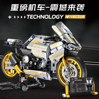 Building block assembly BMW motorcycle mechanical model ornament trendy toy for boys motorcycle cross-border TEMU - image 1