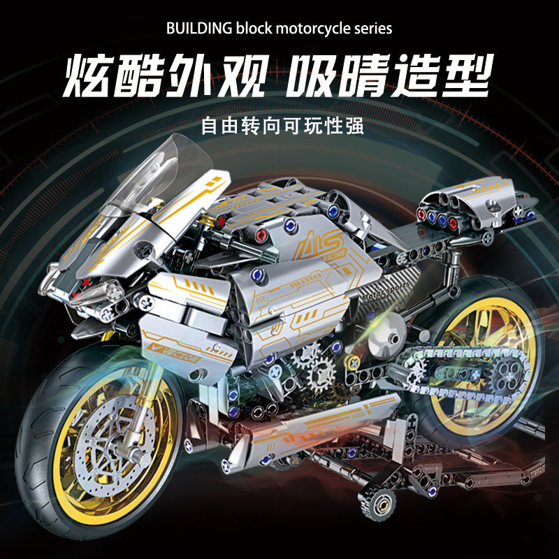 Building block assembly BMW motorcycle mechanical model ornament trendy toy for boys motorcycle cross-border TEMU - image 4