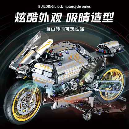 Building block assembly BMW motorcycle mechanical model ornament trendy toy for boys motorcycle cross-border TEMU - image 4