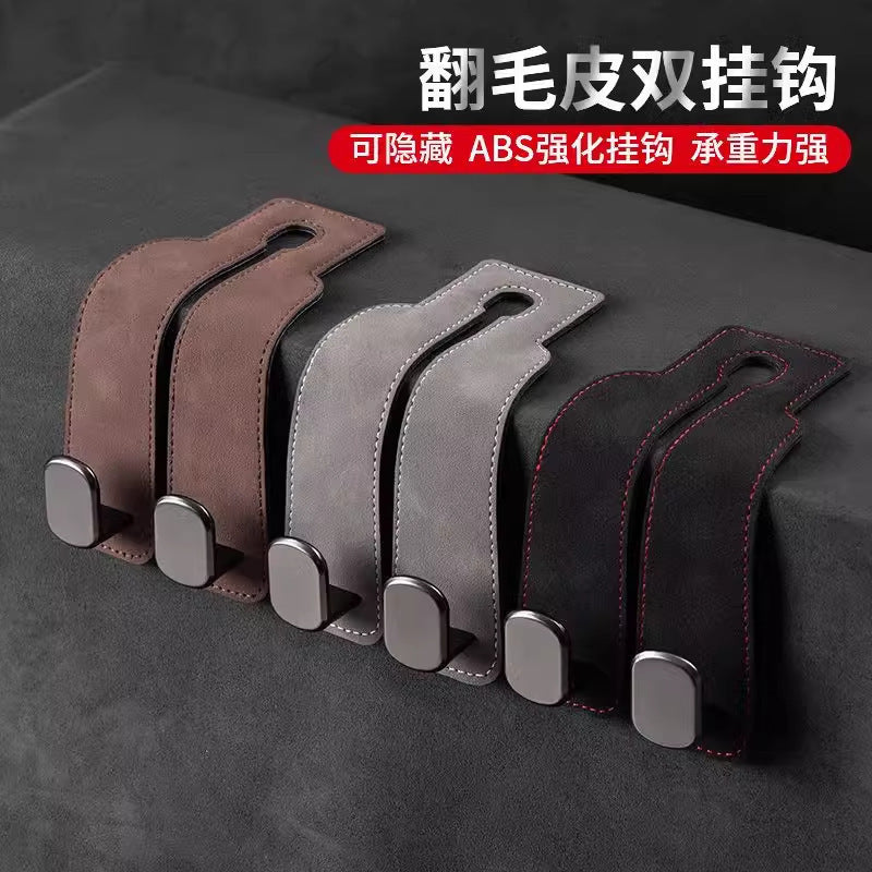 New Universal Car Seat Back Double Hook Suede Metal Rear Seat Car Storage Hook Bracket - image 3