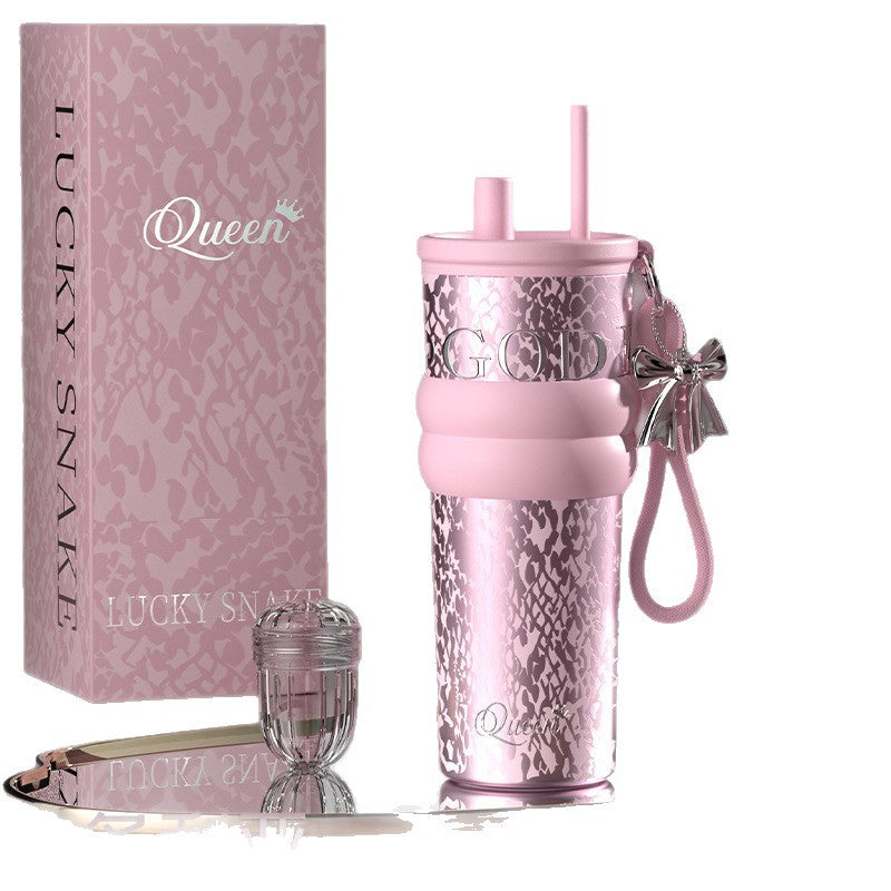 Cross-Border Large-Capacity Ice-Retaining Thermos Cup 316 Stainless Steel Portable Coffee Cup for Women, Light Luxury Car-Mounted Straw Water Cup - image 5