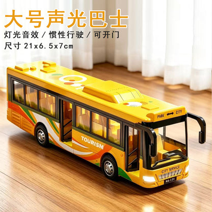 Large alloy sound and light bus toy for children, pull-back bus with opening doors, realistic model toy car for boys - image 4