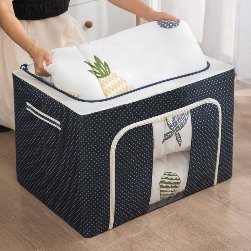 Clothing Storage Box, Oxford Cloth, Waterproof, Steel Frame, Transparent, Foldable Storage Box, Wardrobe, Car Storage, Quilt Storage Box, Moving - image 1