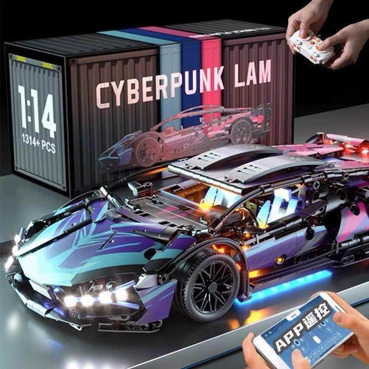 Cross-Border Cyberpunk Lambo Sports Car Building Block Assembly Model Remote Control Car Racing Boy Educational Toy Wholesale - image 1