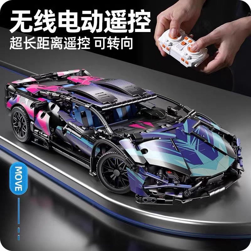 Cross-Border Cyberpunk Lambo Sports Car Building Block Assembly Model Remote Control Car Racing Boy Educational Toy Wholesale - image 2