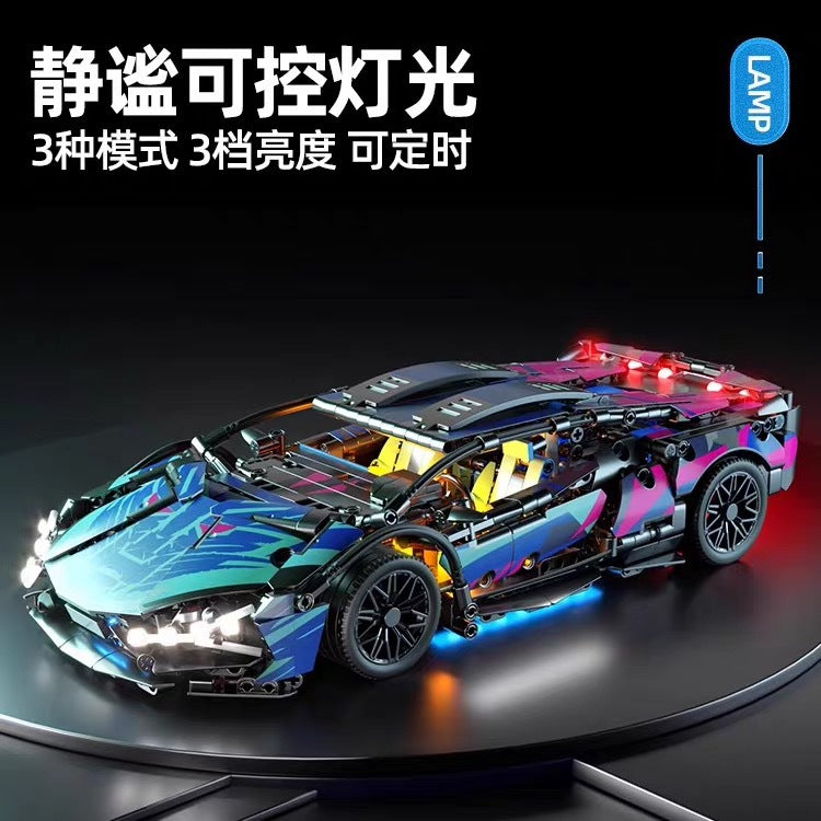 Cross-Border Cyberpunk Lambo Sports Car Building Block Assembly Model Remote Control Car Racing Boy Educational Toy Wholesale - image 3