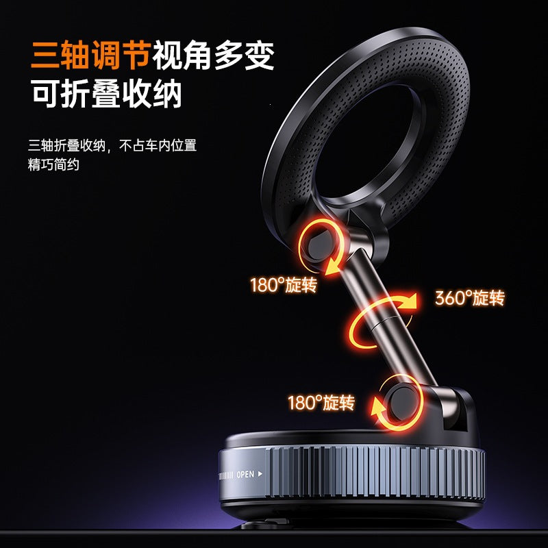 Vacuum Magnetic Mobile Phone Holder for Car Dashboard Navigation Support, Multifunctional Foldable Magnetic Car Mount with Rotation - image 3