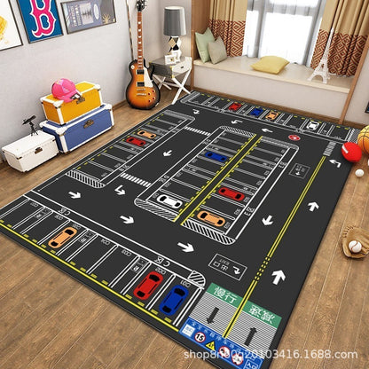 Cartoon Car Track Children's Educational Game Mat Crystal Velvet Non-Slip Baby Crawling Mat Living Room Bedroom Carpet - image 4