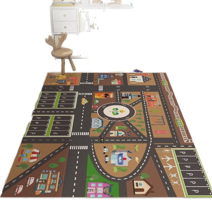 Cartoon Car Track Children's Educational Game Mat Crystal Velvet Non-Slip Baby Crawling Mat Living Room Bedroom Carpet - image 5