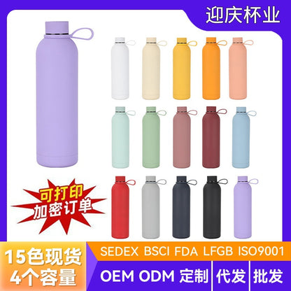 Cross-Border 750ml Large-Capacity Small-Mouth Bottle 304 Stainless Steel Thermos Cup Outdoor Sports Car Portable Frosted Water Cup - image 2