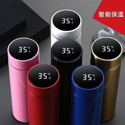 Smart Temperature-Measuring Thermos Cup 304 Double-Layer Stainless Steel Water Cup Car-Mounted Business Gift Temperature Cup Wholesale with Engraved Logo - image 2
