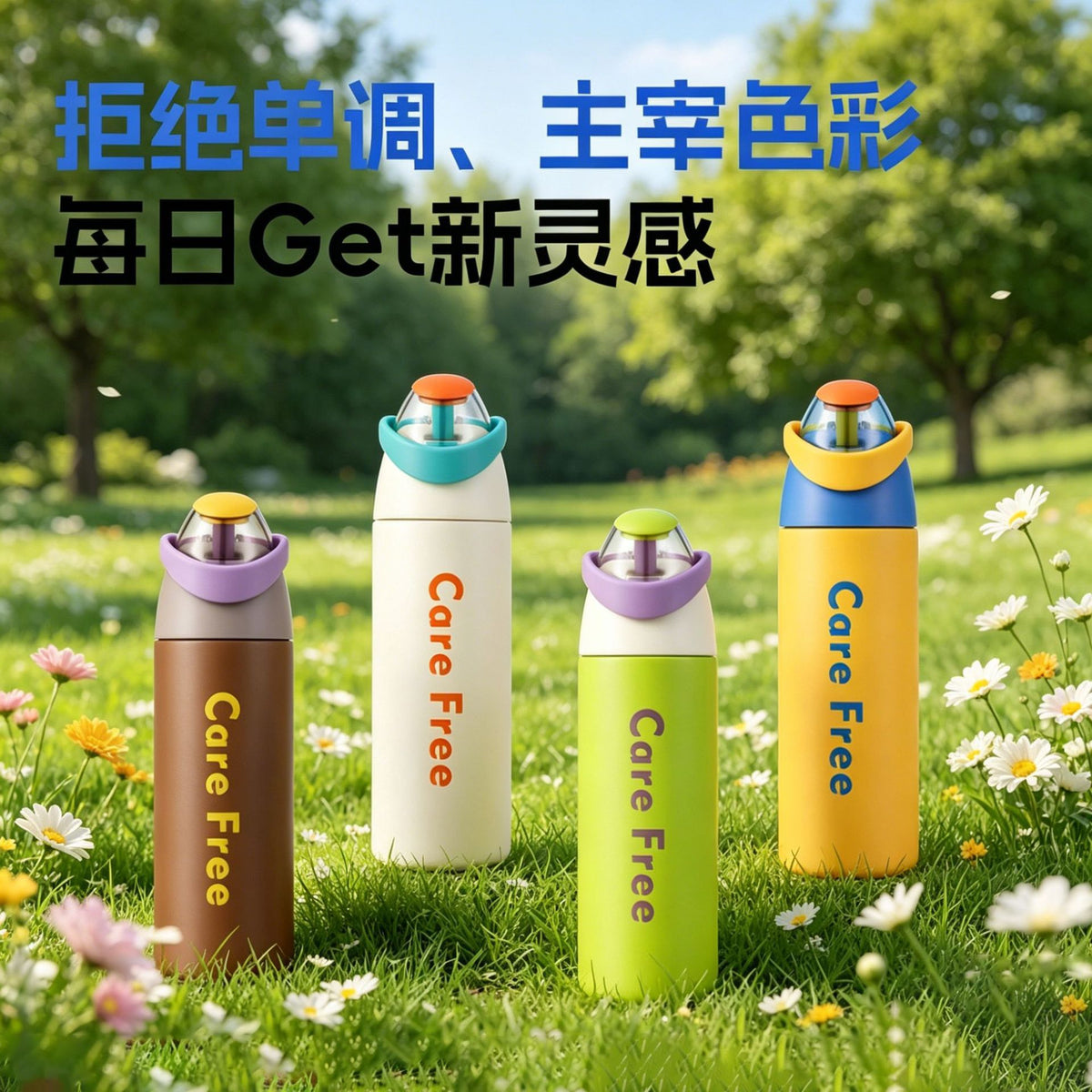 2026 New Model Sports Water Bottle with Handle, Outdoor Portable Stainless Steel Thermos Cup, Car-Mounted Dual-Drink Straw Water Cup Wholesale - image 1