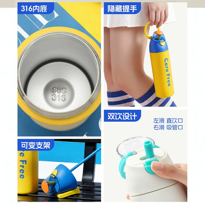 2026 New Model Sports Water Bottle with Handle, Outdoor Portable Stainless Steel Thermos Cup, Car-Mounted Dual-Drink Straw Water Cup Wholesale - image 4