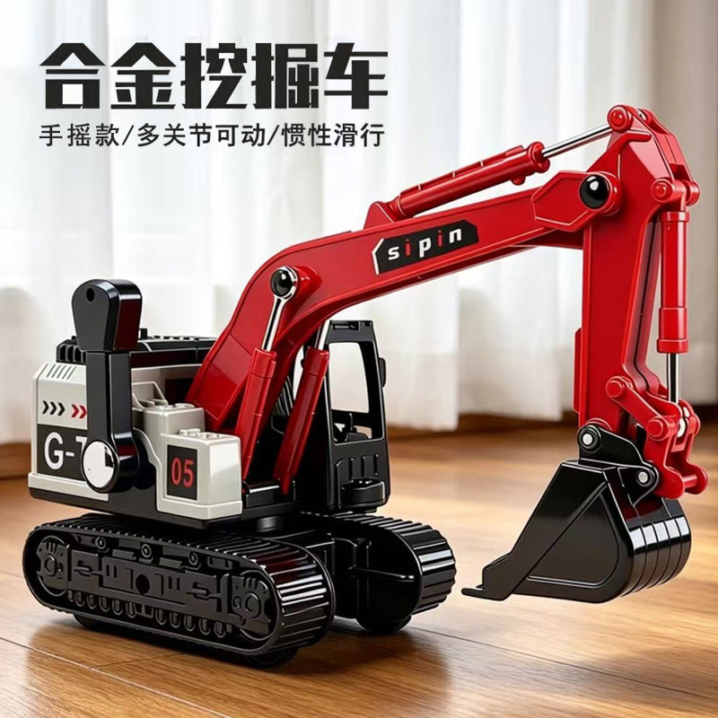 Alloy Inertial Excavator Toy Car Children's Simulation Engineering Vehicle Boy's Movable Joint Pull-Back Model - image 1