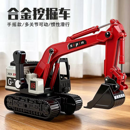 Alloy Inertial Excavator Toy Car Children's Simulation Engineering Vehicle Boy's Movable Joint Pull-Back Model - image 1