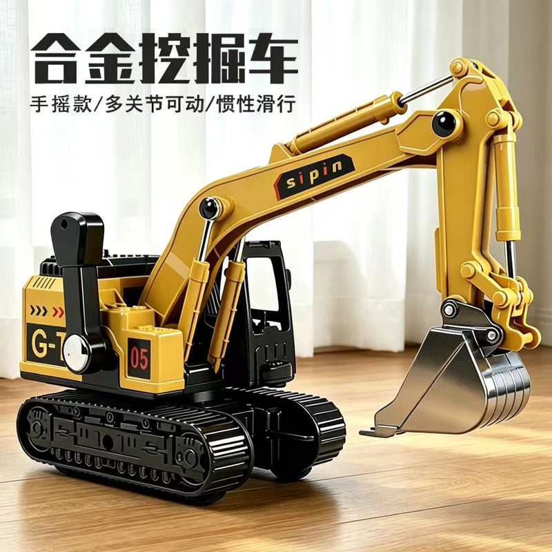 Alloy Inertial Excavator Toy Car Children's Simulation Engineering Vehicle Boy's Movable Joint Pull-Back Model - image 2