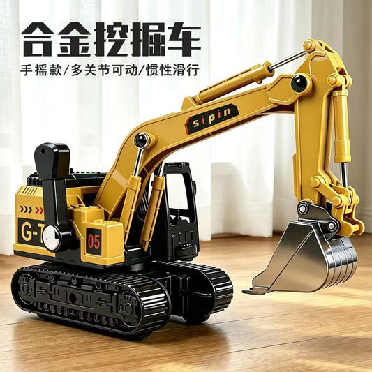 Alloy Inertial Excavator Toy Car Children's Simulation Engineering Vehicle Boy's Movable Joint Pull-Back Model - image 2